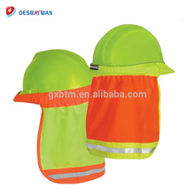 Hi-Vis Lime Polyester Mesh Hard Hat Neck Shade , Helmet Sun Shield With Reflective Stripe High Visibility Safety